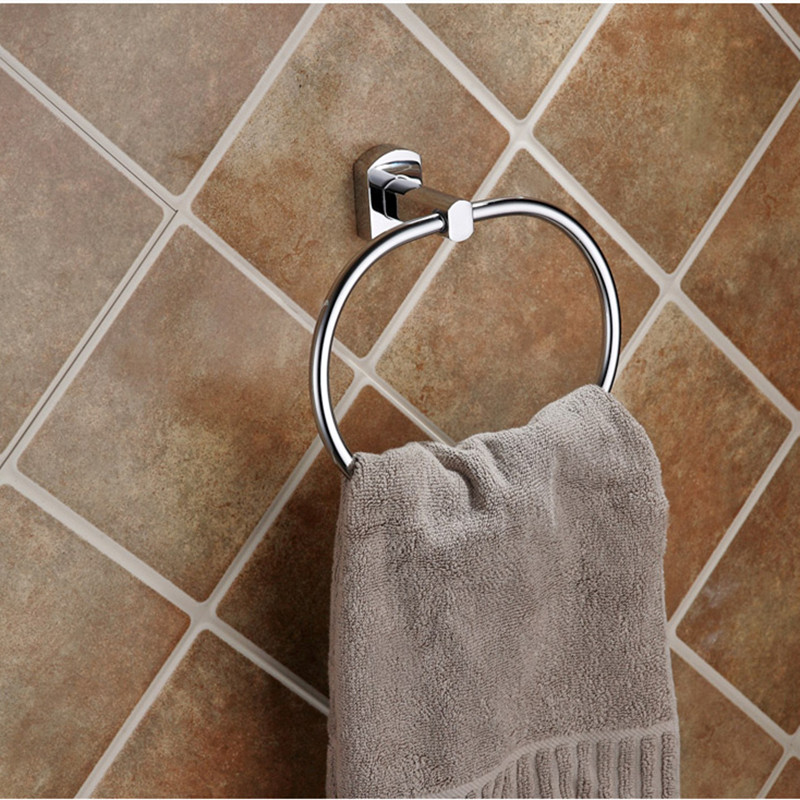 Anneau de serviette forme ronde support de gant de toilette mural cintre en alliage de Zinc accessoires de salle de bain Chrome barre de serviette de bain