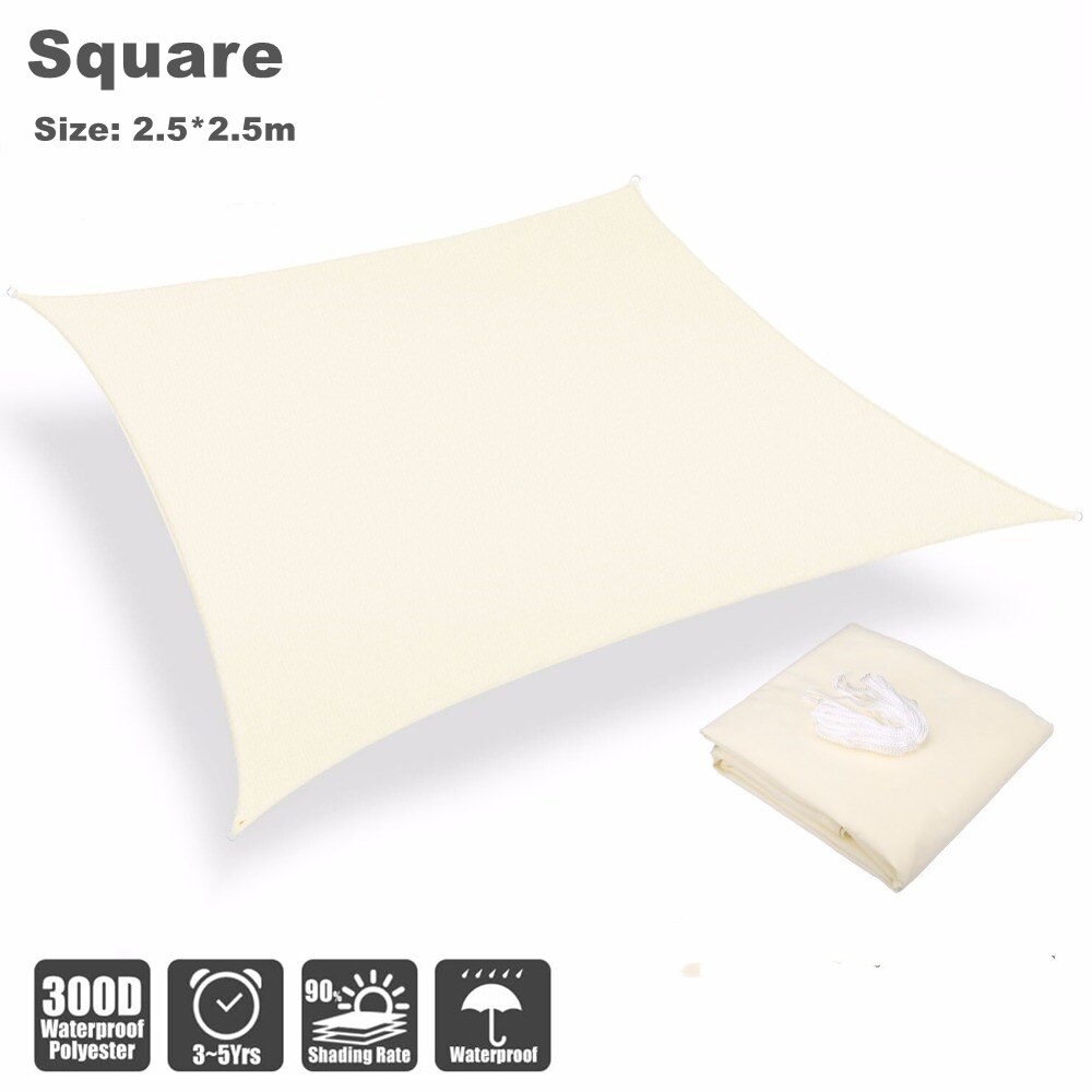 Sun-Shelter Waterproof SunShade Sail Outdoor Rectangle Sun Shade Sail Garden Terrace Canopy Swimming Yard Sail Beach Car Awning: 250cm x 250cm