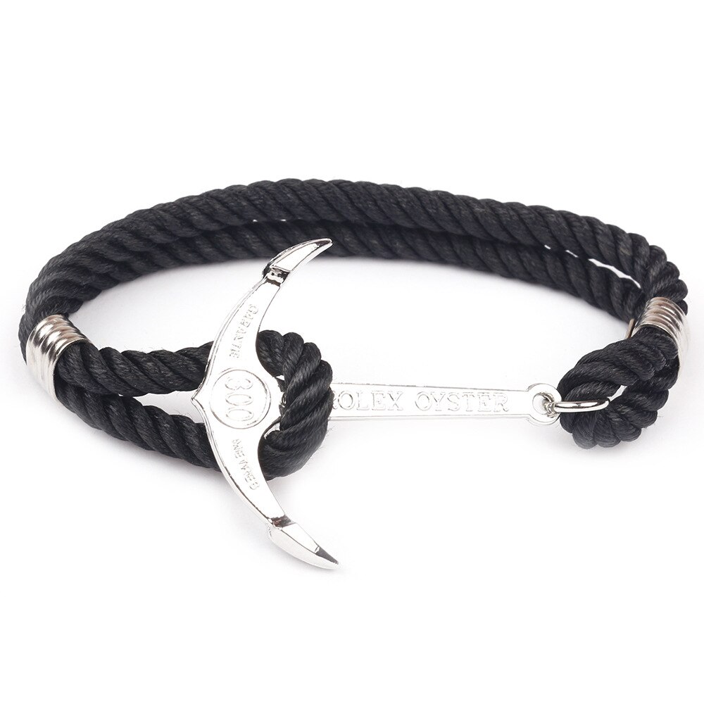 marine Style Bracelets de survie multicouche corde argent couleur ancre Bracelet pour femmes à la main hommes bijoux SL159: 3