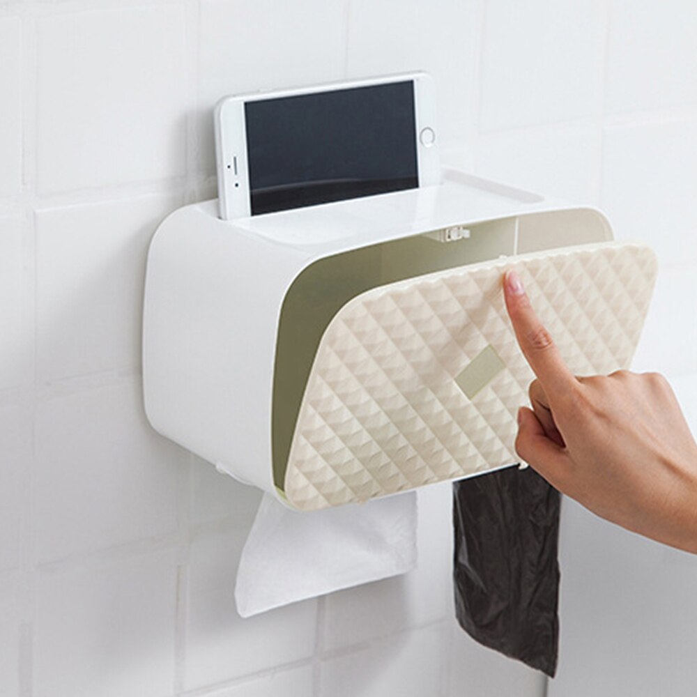 Bathroom Paper Towel Dispenser Wall Mounted No-drilling Paper Towel Holder Dispenser Toilet Paper Extraction Dispenser