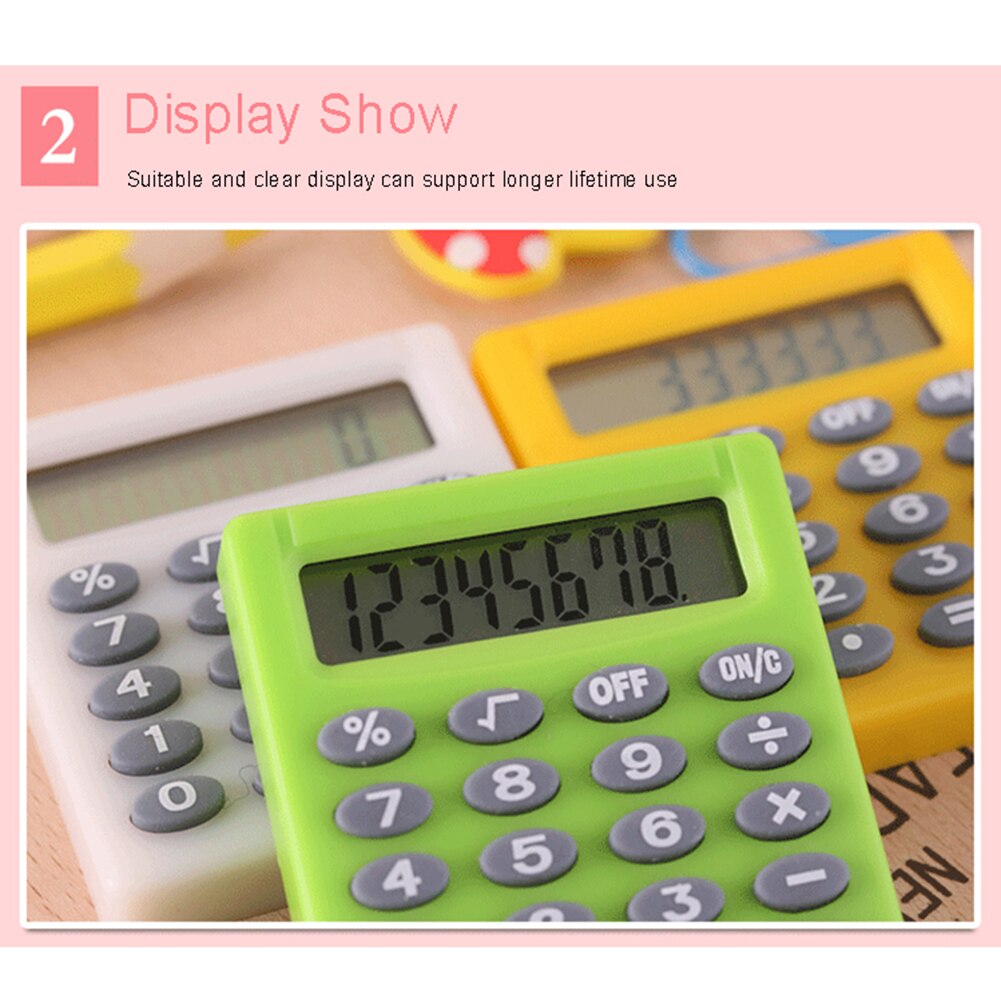 Student Mini Pocket Electronic Calculator Candy 5 Colors Calculating School Office Supplies Kids With Coin Battery