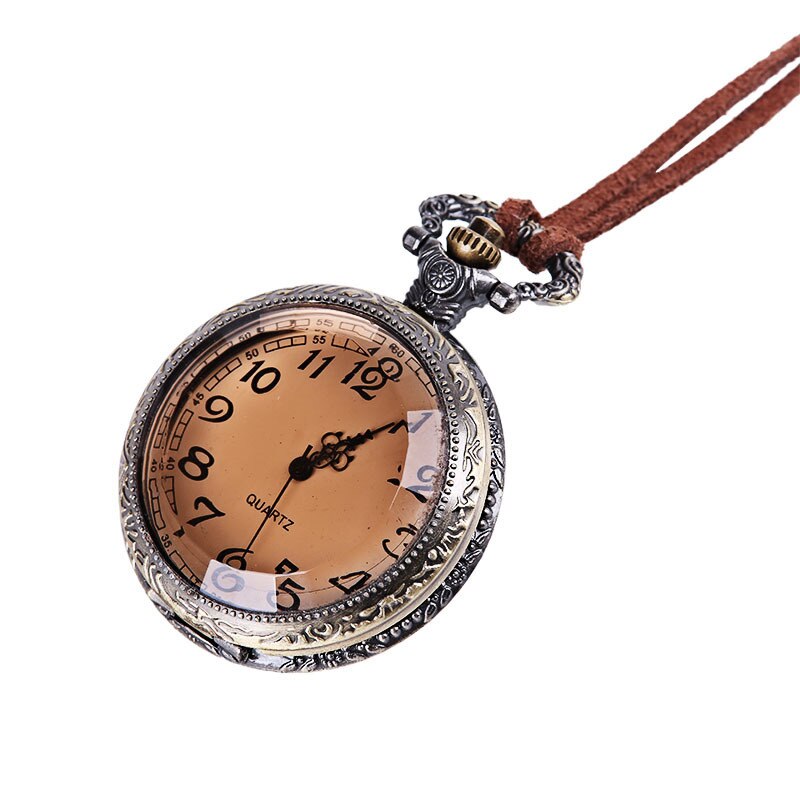 Dr. Who-reloj de bolsillo con espejo transparente para hombre y mujer, cronógrafo con funda abatible de bronce, estilo Vintage, con cadena de