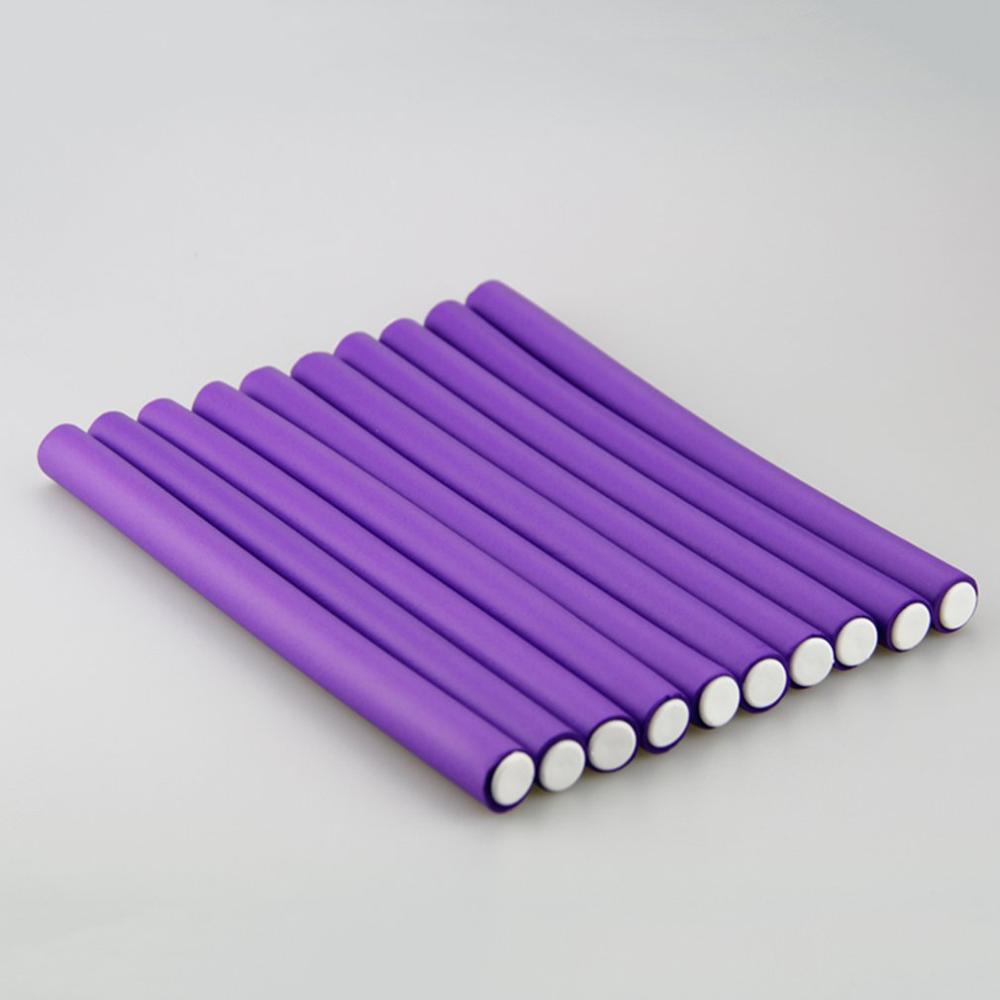 10 stuks/set zachte haarkrultang rollers krul haar buigzame rollers diy magische haarkrultangen styling rollers parelkatoen haarkrultang: 2.0 x 24cm paars