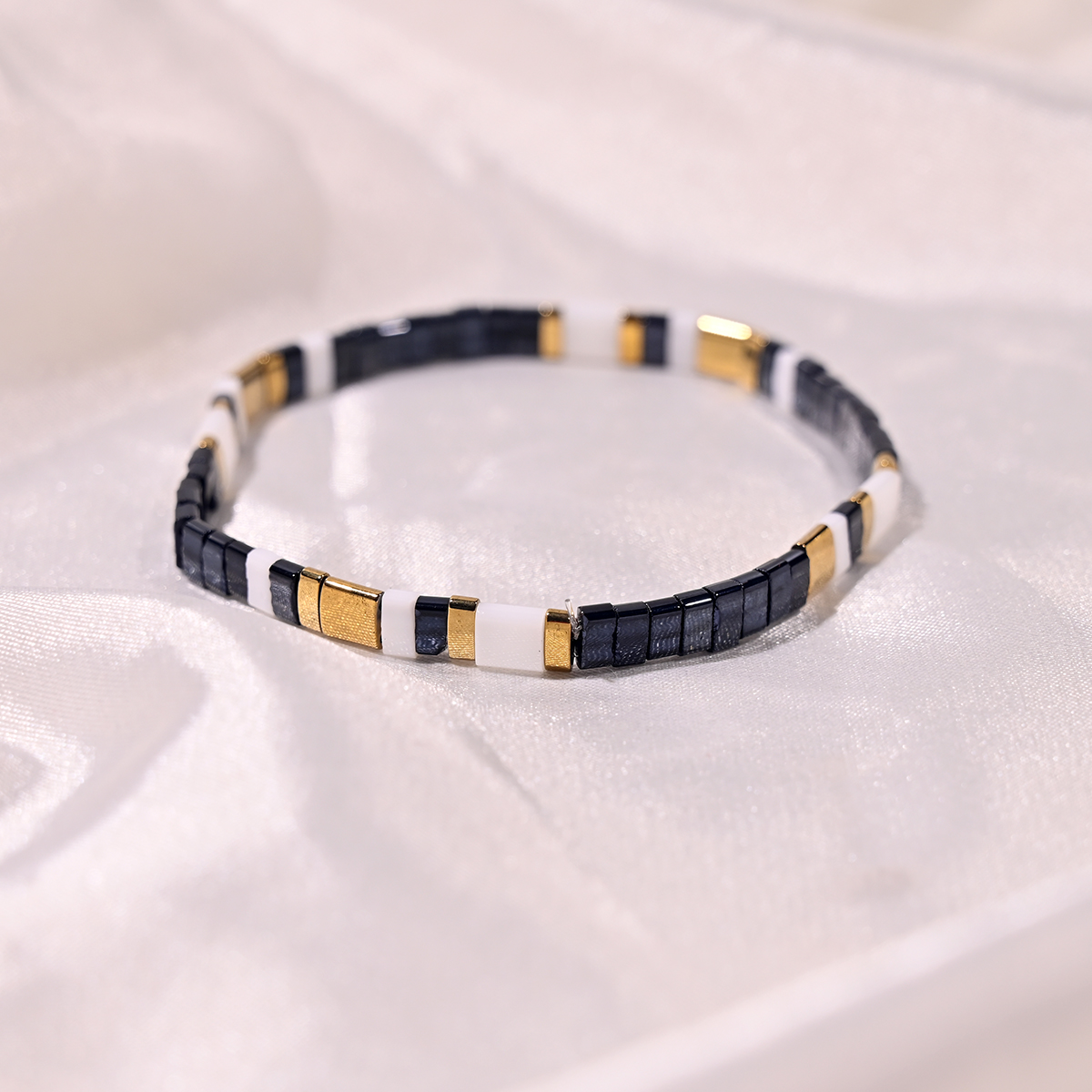 Tila contas pulseira para mulheres moda novo design hematita empilhável colorido charme pulseras femme jóias acessórios: Revestimento de prata