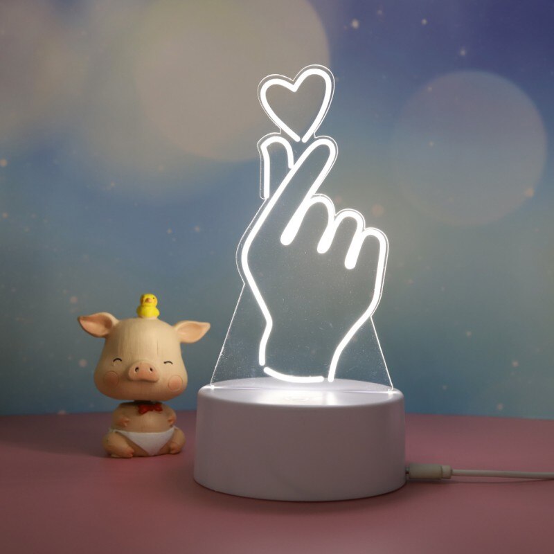 3d acryl usb led nachtlampjes voor op tafel, slaaplamp, thuiskantoor, wereldbol, kinderkamer, valentijnsdagdecoratie: C