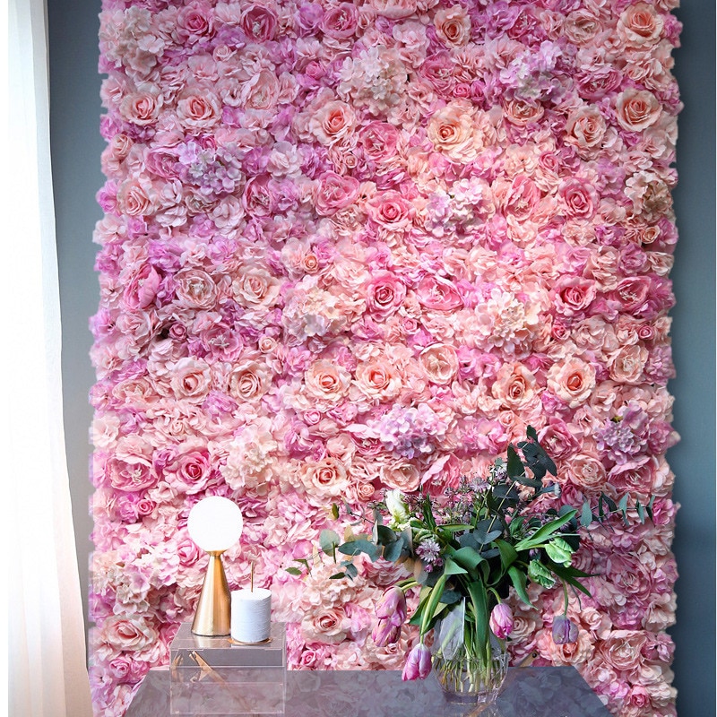 Hoge Dichtheid Bloem Muur 40X60 Cm Zijde Rose Kunstmatige Bloemen Romantische Voor Bruiloft Achtergrond Decoratie 13 Kleur