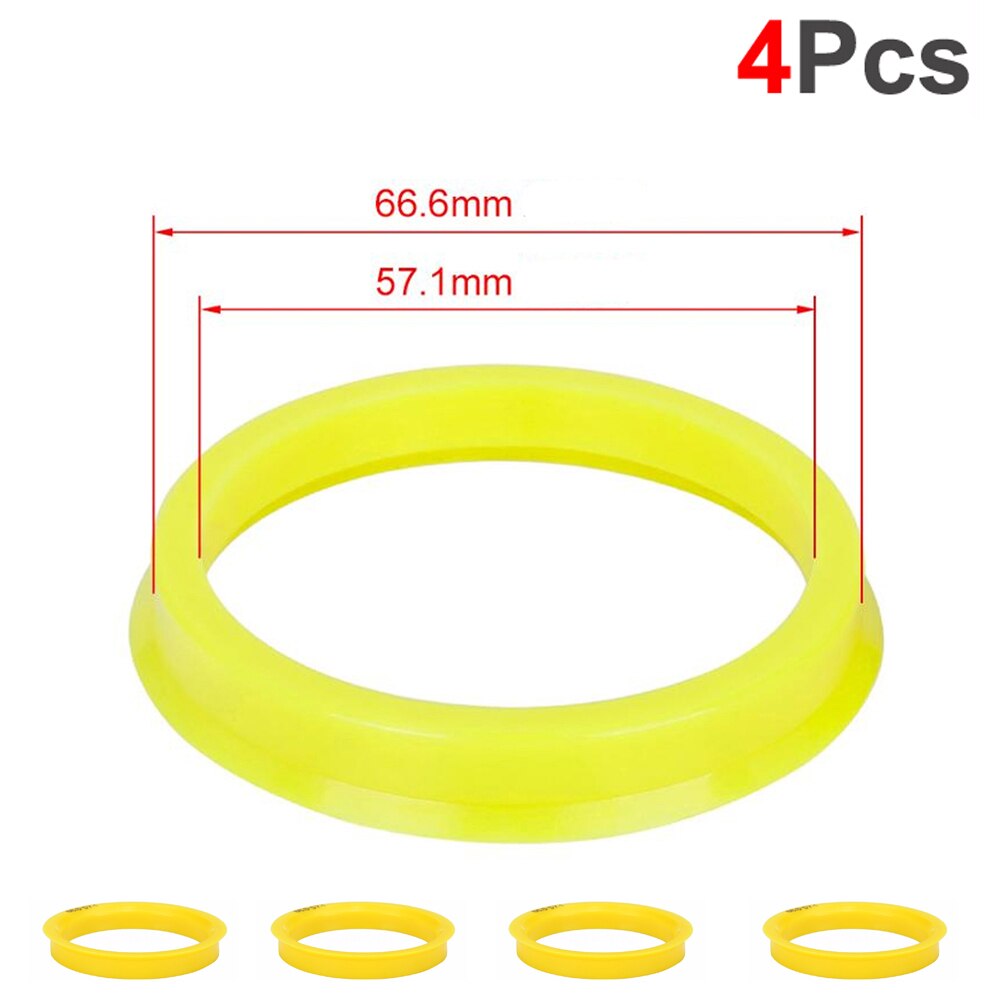 4 Teile/satz Automotive Auto Kunststoff Rad Hub Centric Ringe Zentrum Hubrings Bohrung 73,1-57,1 66,6-57,1: 57.1-66.6mm-Yellow