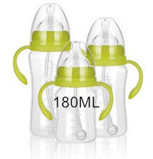 180/240/300ML Baby PP plastic Milk bottle newborn baby Anti-Slip with handle bottle Cup Water Bottle Milk Feeding Accessories: green-180ML
