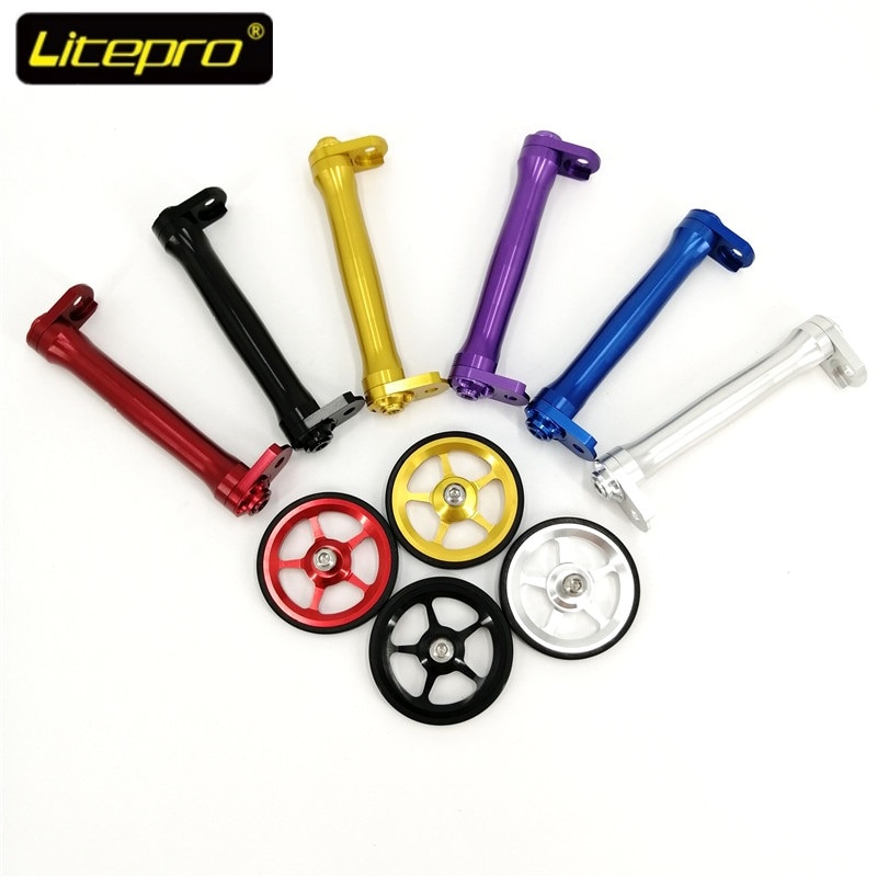 Litepro Easywheel & Extension Bar Telescopic Rod Brompton Rear Racks Easy Wheel