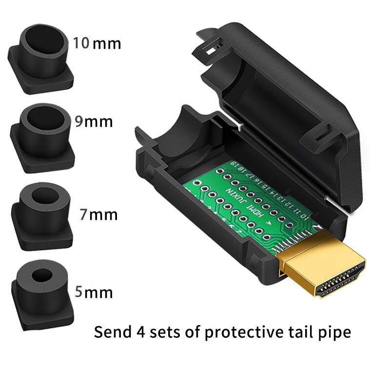 Conector de cabeza de soldadura HDMI, carcasa de aleación de aluminio, Junta chapada en oro, línea HD 4K, macho DIY: F