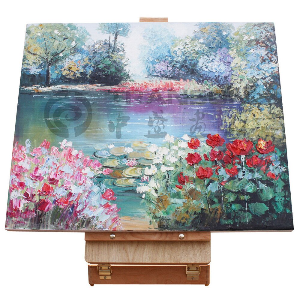 Adjustable wooden Artist Easel,oil painting box with handle ,suit for Oil painting,Sketch easel.Convinent carry.