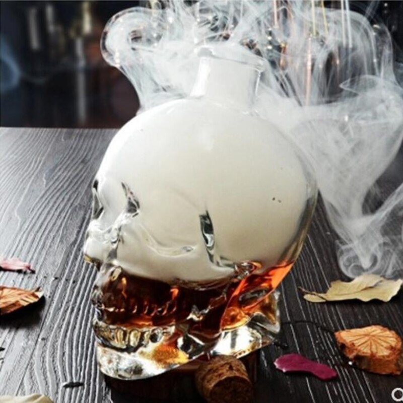 Glas skalle huvud kopp vodka-skott whisky vin te dricka skott flaska karaff drinkbar bar verktyg halloween