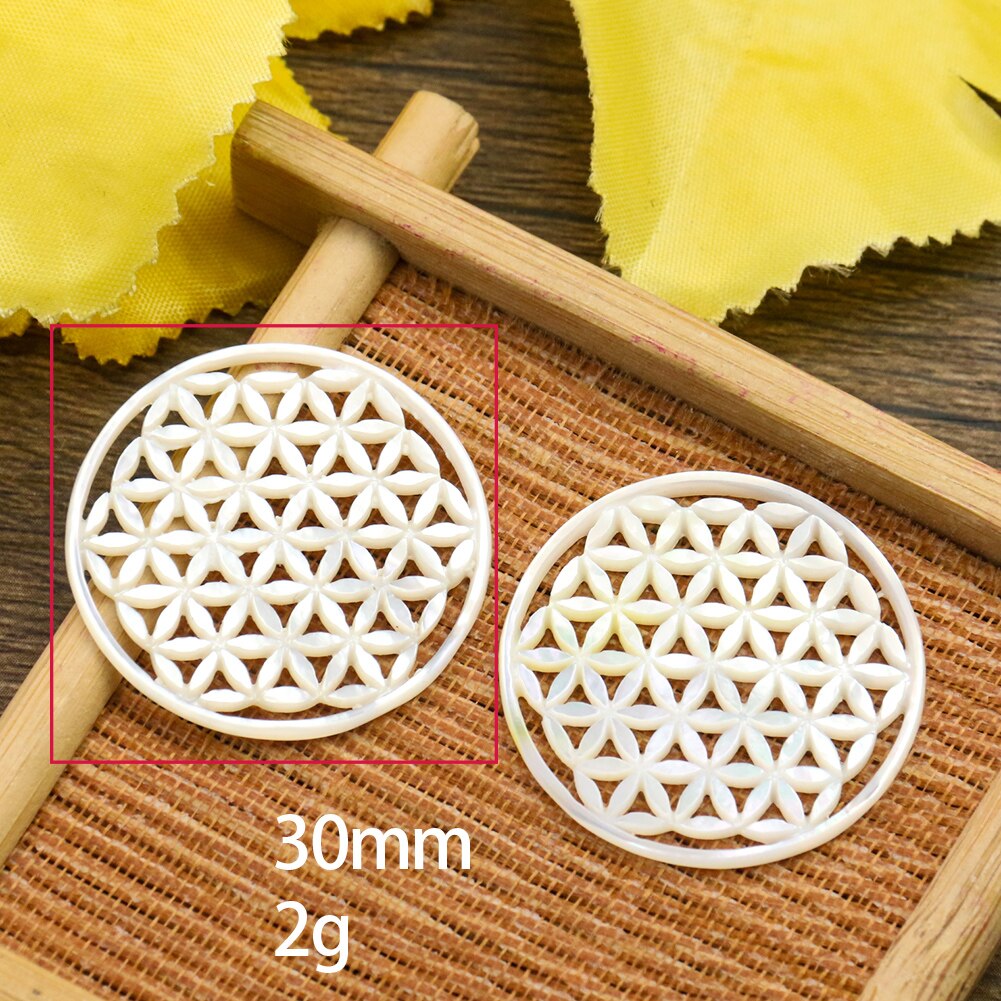 Real Shell Flower of Life Charms Mother of Pearl Water Fatima Hand Pendant Necklace Earring Flat Back DIY Jewelry Accessory: flower of life 1pc