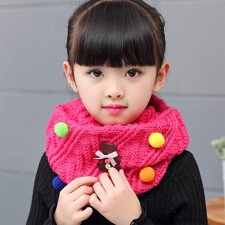 Sciarpa per bambina autunno inverno sciarpe fatte a mano a forma di stella con orso a forma di stella sciarpe per ragazzi e ragazze in lana lavorata a maglia: BEAR ROSE