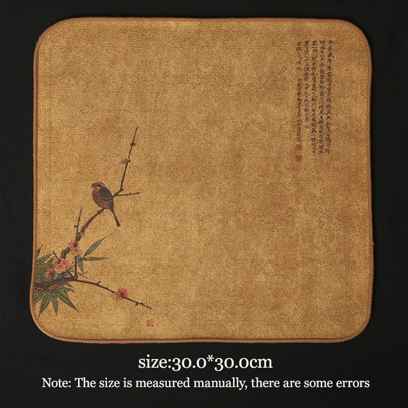 Painted tea cloth tea towel high-end tea towel cloth tablecloth absorbent tea set thick cotton linen Zen cloth pot mat
