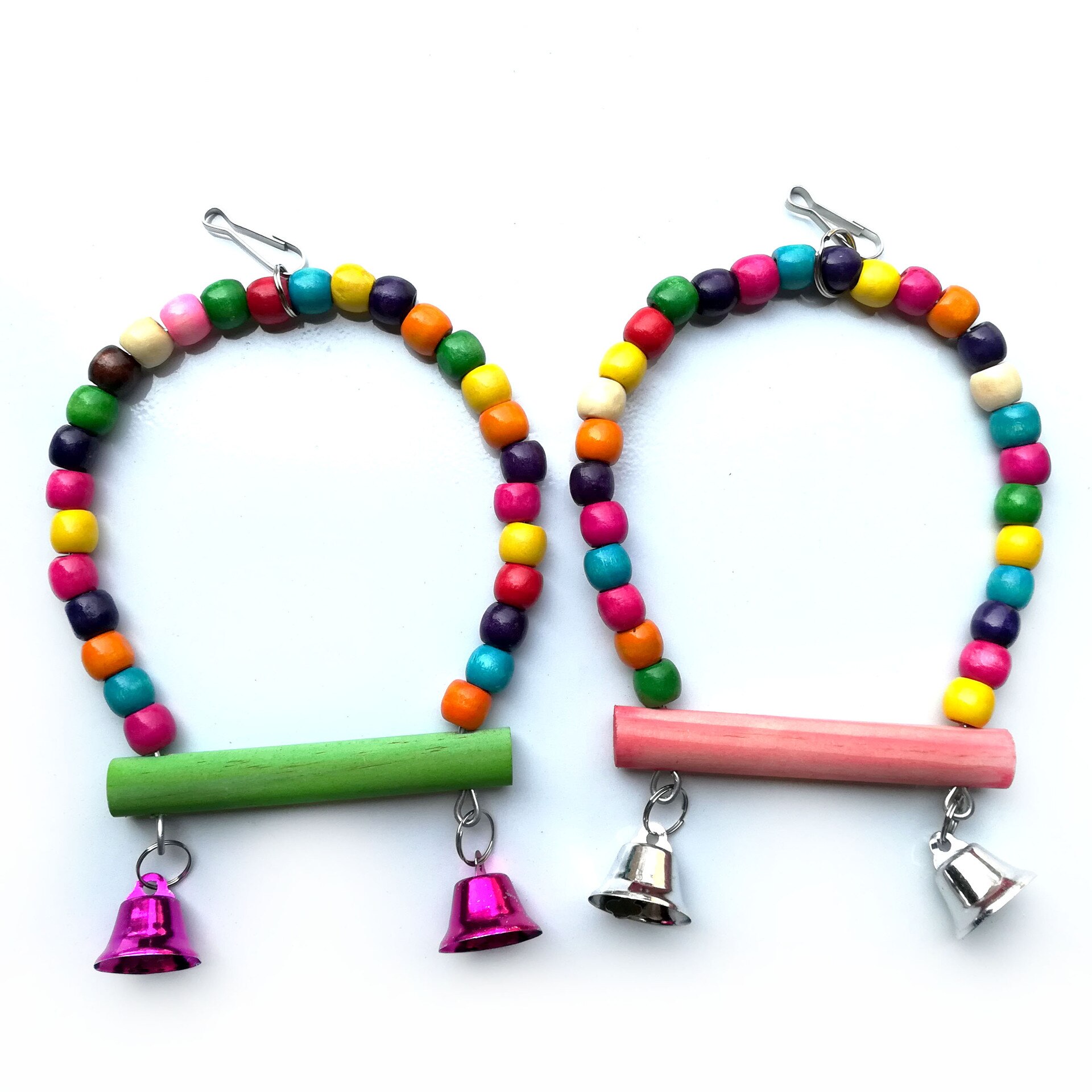 Wooden Bird Cage Rainbow Beads Swing Parrot Cage Bird Toys Parakeet Cockatiel Budgie Hanging Toy Pet Products