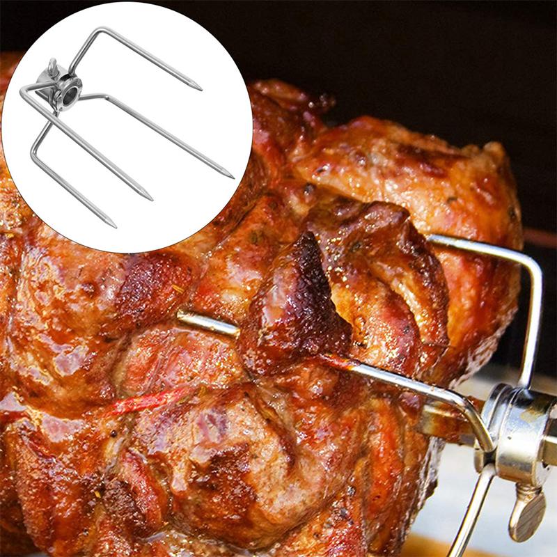 Stainless Steel Grill Rotisserie Meat Forks Barbecue Charcoal Chicken Grill Roasting Fork Beef Kebab Skewer Kitchen BBQ Tools