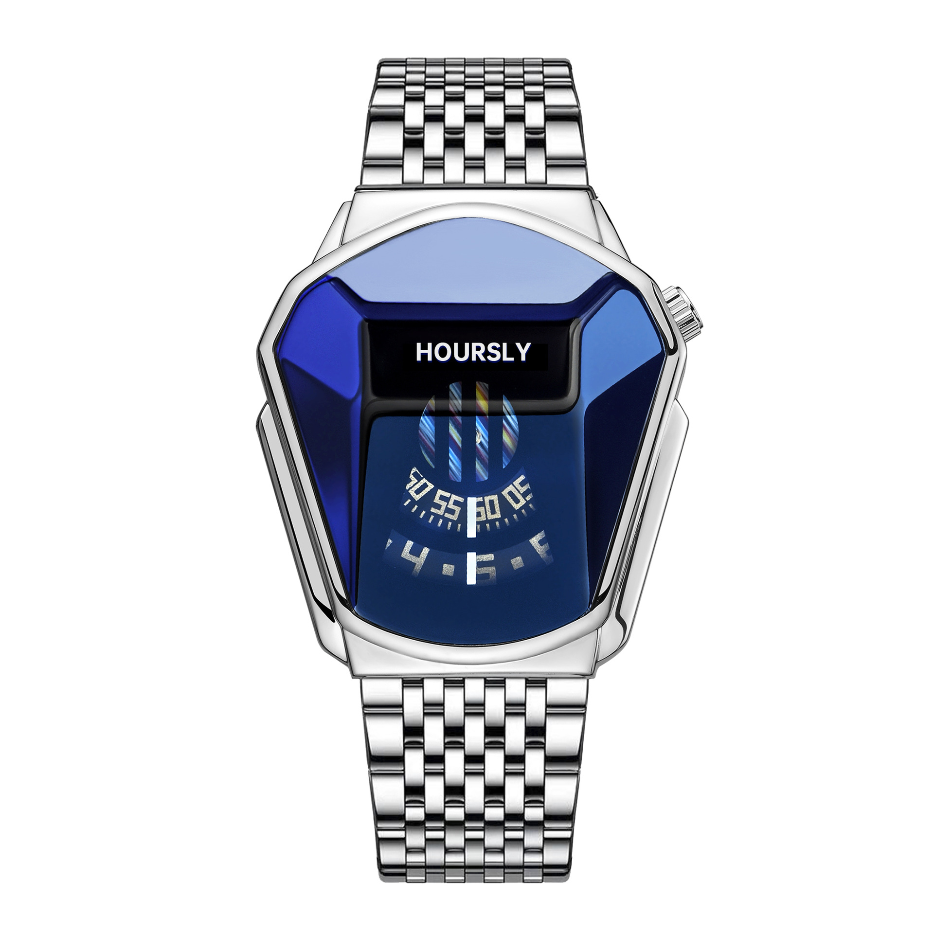 Montre à quartz étanche pour homme, personnalité de moto, nouvelle tendance: Argent