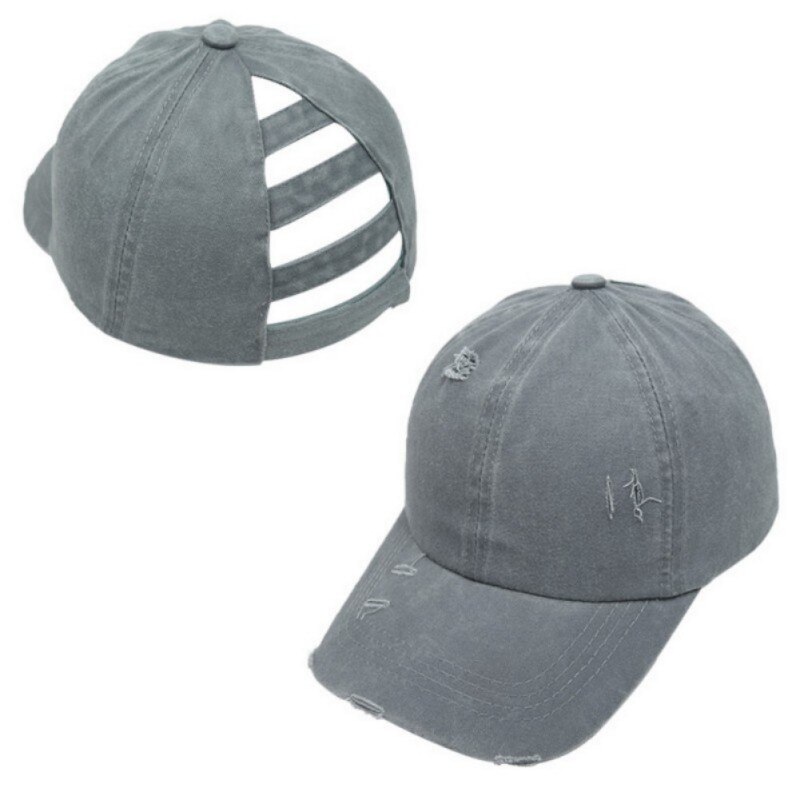 Nuovo 2020 Donne Retro Coda di Cavallo di Estate Della Protezione di Snapback Regolabile Berretto Da Baseball Hip Hop Distressed Denim Lavato Cappello del Sole della Visiera