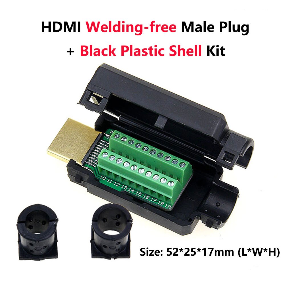 Conector HDMI sin soldadura HDMI 2,0 enchufe macho adaptadores de líneas HD DIY soporte 4K 2K 3D HDMI 2,0/1,4/1,3: Plastic Weld-free