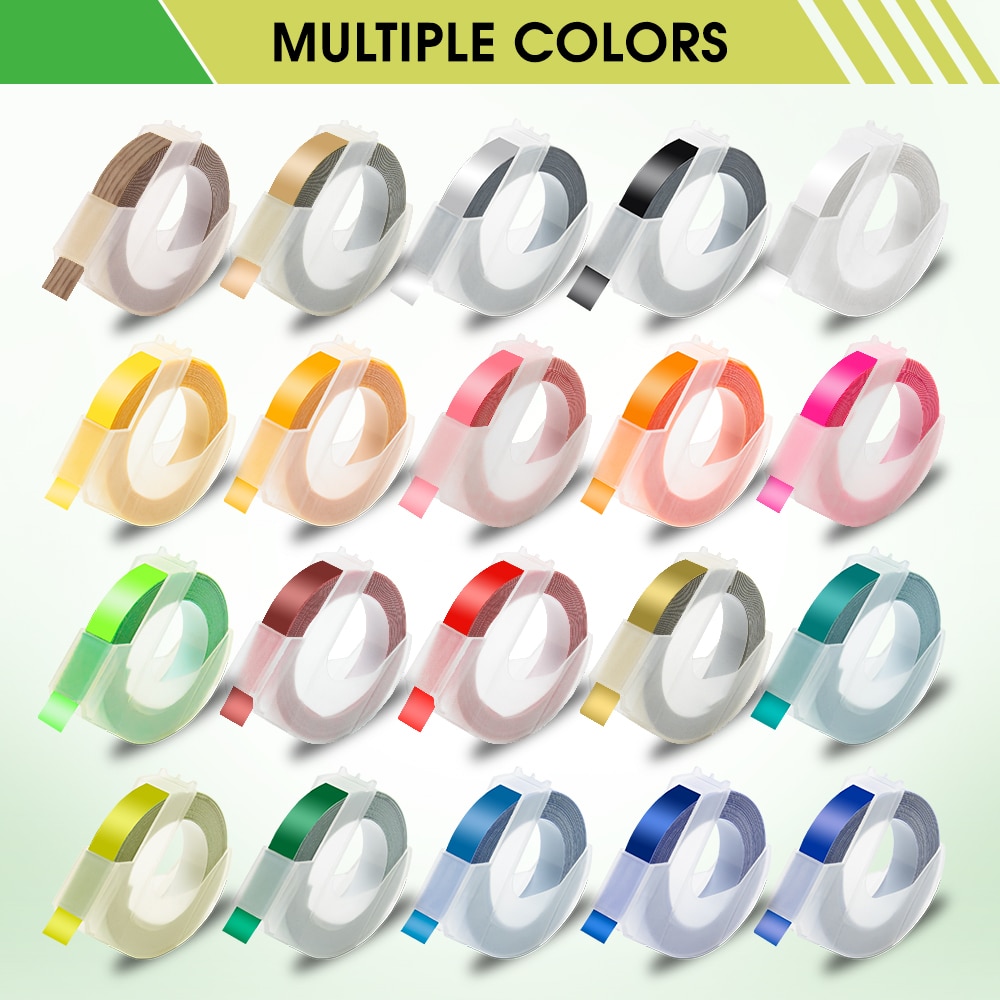 Taśma drukarki 3D Ecowell kompatybilna z Dymo 3d plastikowa taśma tłocząca 9mm taśma kolorowa DIY dla Dymo 1540 1610 1880 drukarka do etykiet