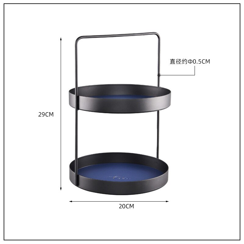 Two Tier Leather Pad Rectangle Metal Storage Tray Sundries Cosmetics Jewelry Dessert Tea Trays Storage Toy Tissue Storage Tray