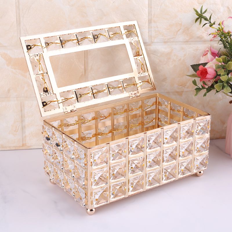 Boîte à mouchoirs en cristal, distributeur de serviettes en forme de cube, pour chambre à coucher, bureau, hôtel, café, 91ad