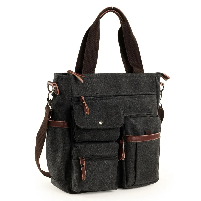 Heren Canvas Messenger Bag Crossbody Tassen Unisex Sling Bag Schoudertas voor reizen Werk College Vintage herenhandtassen Aktetas: Black