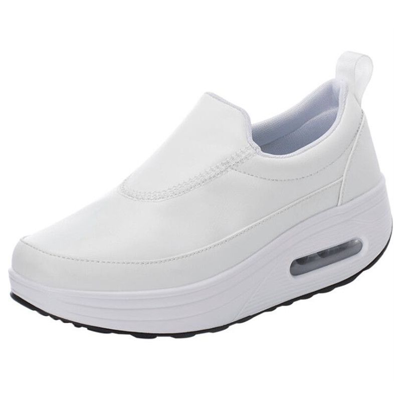 Baskets imperméables en cuir à plateforme pour femmes, chaussures d&#39;infirmière blanches antidérapantes, de Fitness, taille 42: WHITE / 40