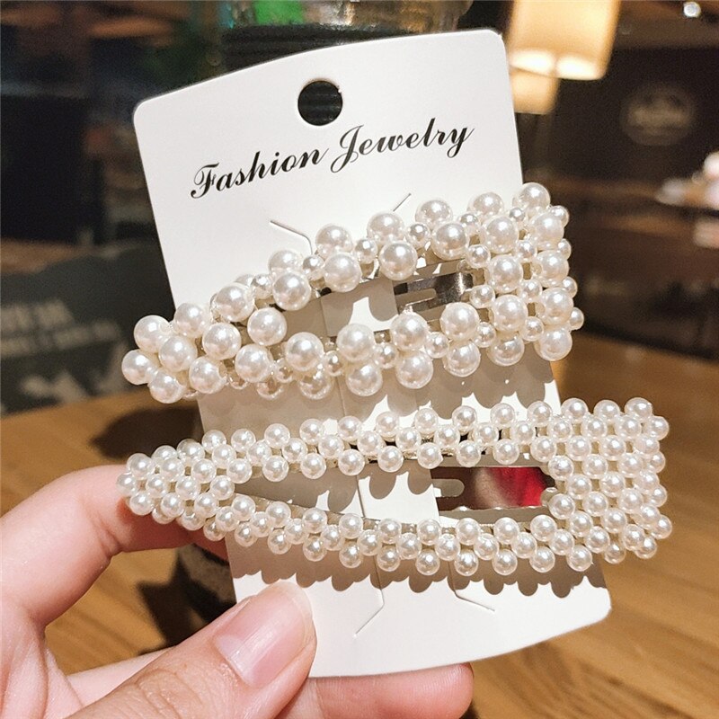 Korea Style Pearl Hair Clip for Women Girls Barrette Stick Headwear Wedding Hairpins Hair Styling Accessories: LY-H002-15