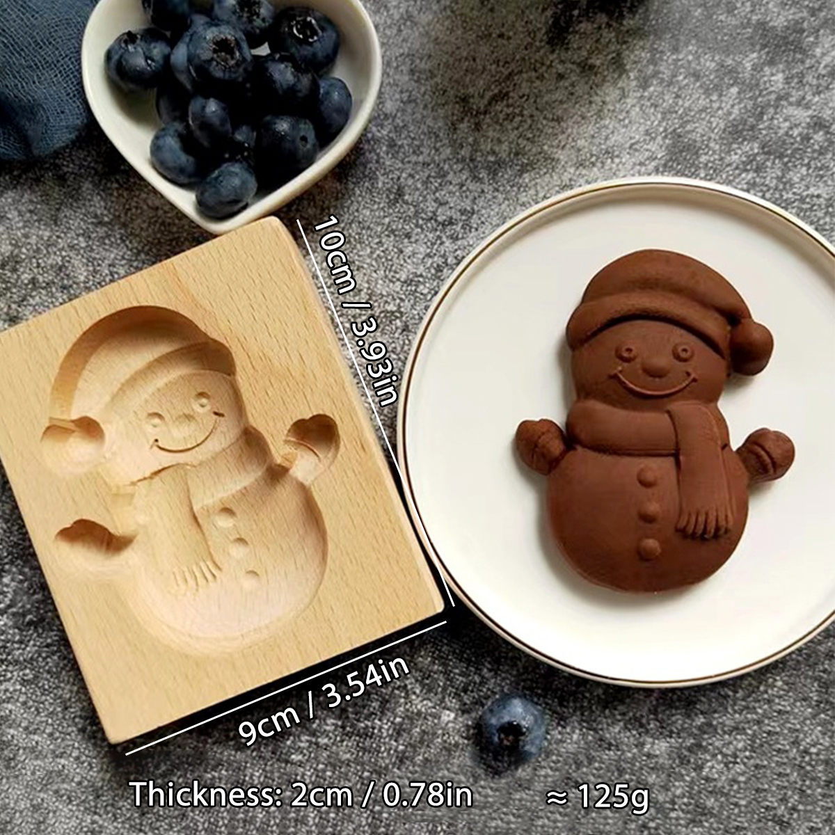 1 molde de madera para galletas de Navidad, patrones de animales, moldes para cortar galletas en relieve tallados en 3D, pájaro, oso, tigre, caballo, ardilla: Gris oscuro