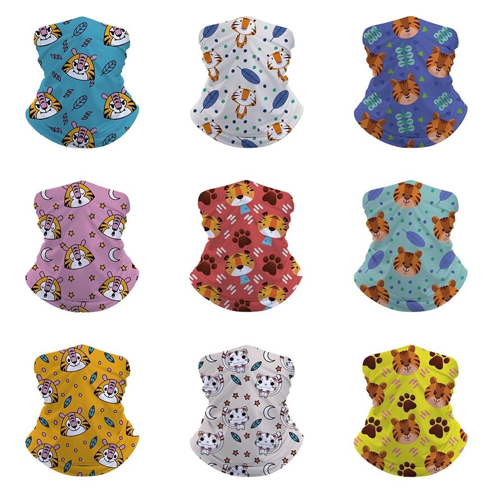 Tecknad tiger barn huvud/ansikte/mask hals bandana halsduk dubbel användning magic tub huvudduk cykling sport huvudbonad turban balaclava
