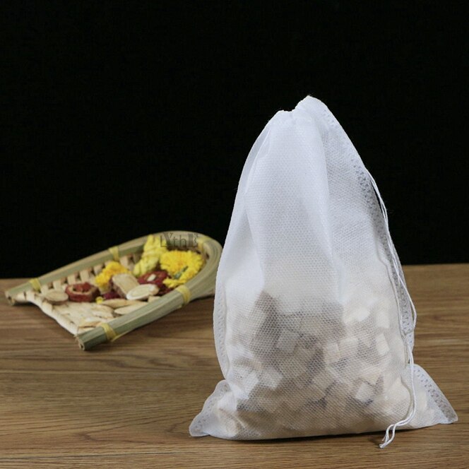 100Pcs 20x30cm Large Tea Bag Disposable Empty Tea Filter Bags No Mess Mesh Bags with Drawstring for Iced Coffee Loose Leaf Tea