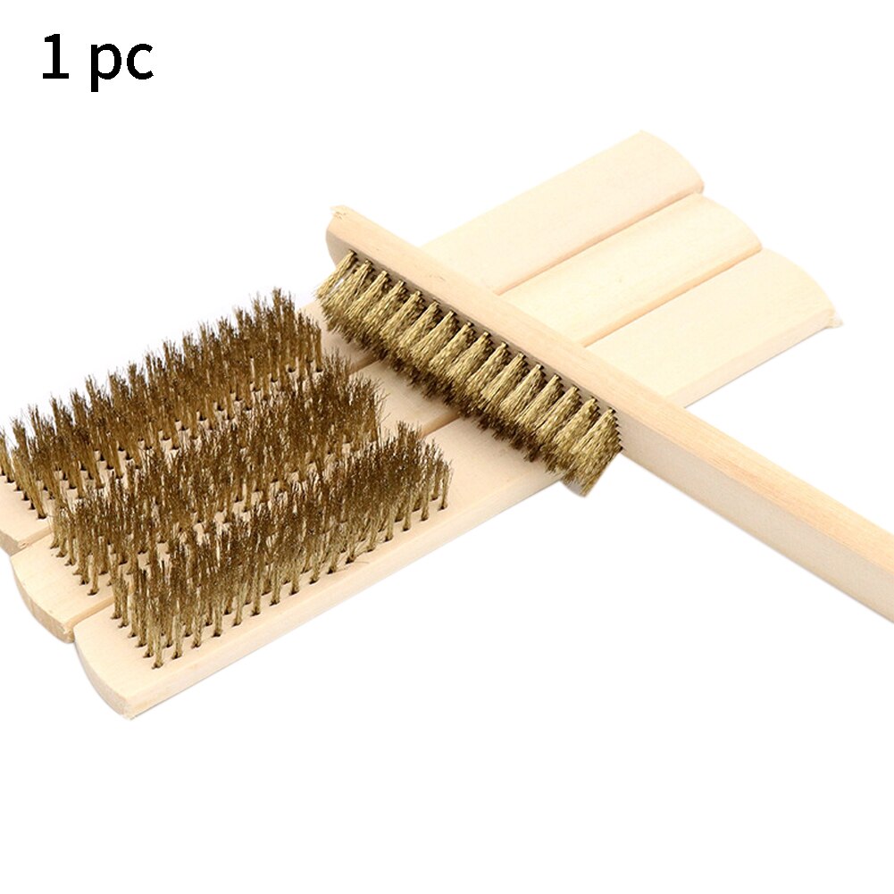 Rust Removal Long Durable Practical Polishing Grinding Multipurpose Cleaning Tools Wooden Handle Portable 6x16 Row Wire Brush