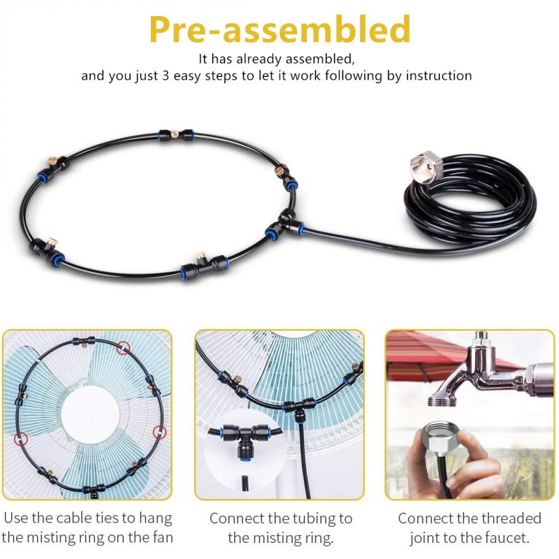 Outdoor Misting Cooling System Kit For Greenhouse Garden Patio Fan Waterring Irrigation Mister Line 6M System