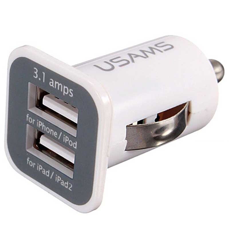 JX-LCLYL Wit Dual Dubbele Usb Auto-oplader Sigarettenaansteker Voor Iphone Ipad Samsung