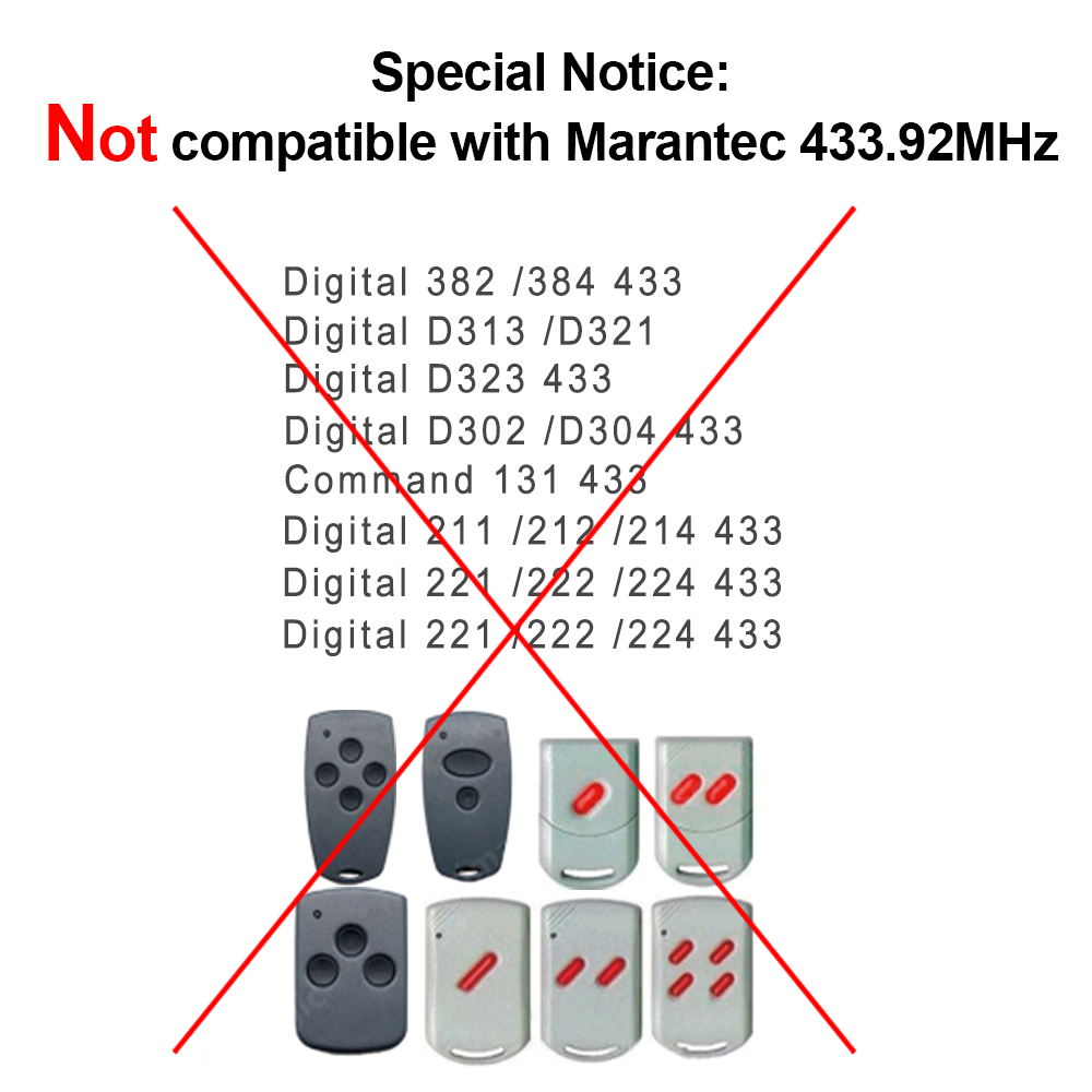 Marantec Digital D382 868MHz garage afstandsbediening compatibel met MARANTEC D384 D302 D304 D313 D321 D323 868 Gate Keyfob