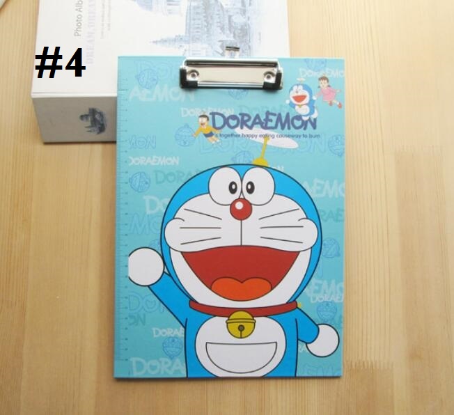 1 unids/lote tablero para carpetas tamaño A4 de dibujos animados de oso gato amigos + flor con clip archivador material escolar: NO4Greeting Doraemon