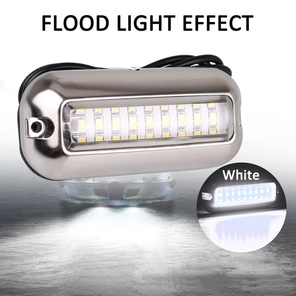 27 Led Onderwater Vissen Licht 12V Boot Bovenlicht Nachtlampje Water Landschap Verlichting Voor Marine Boot Accessoires Marine: WHITE