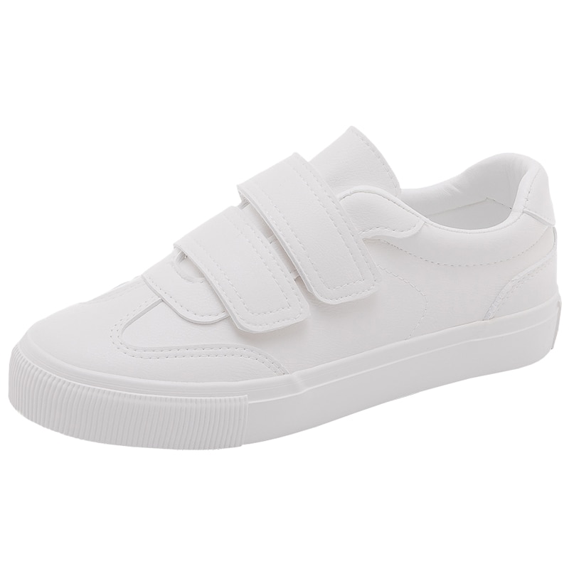 Kvinnor sneakers våren läderskor kvinnor enfärgade lägenheter kvinnlig casual plattform vita skor dam sneaker