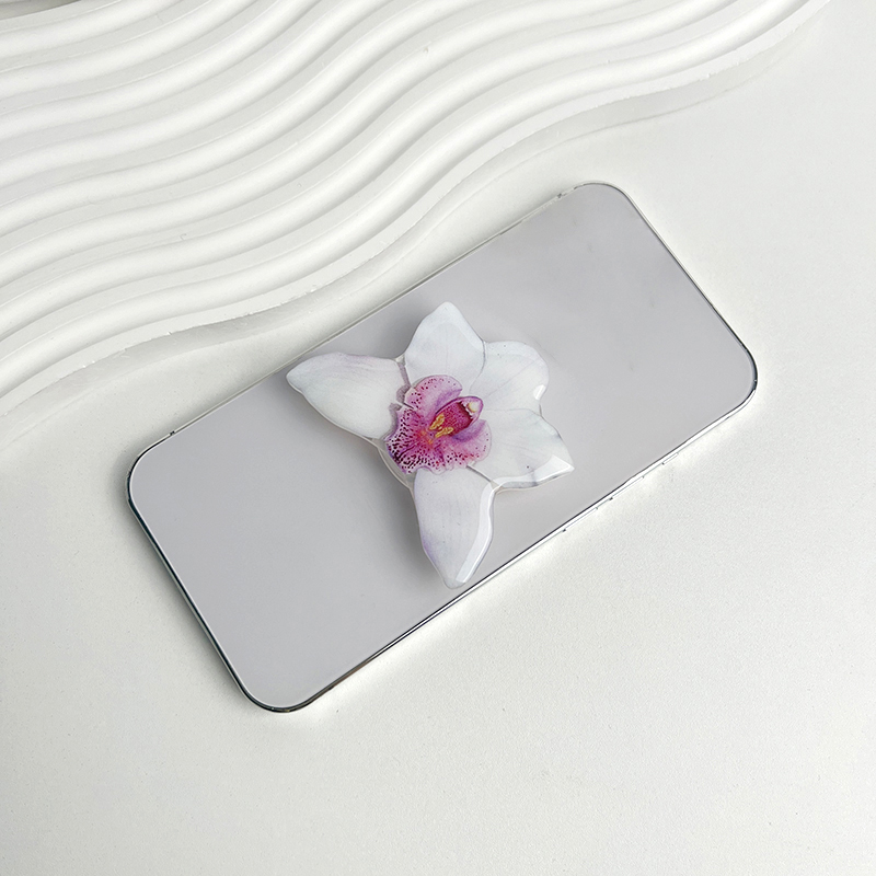 Orchid Phone Grip Holder Phalaenopsis Phone Grip Tok Folding Ring Foldable Cymbidium Griptok Case Cell Phone Bracket: Orange