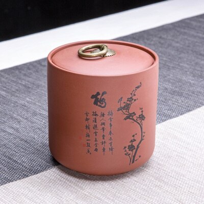 Ceramic Tea Canister Tea Pot Ceramic Yixing Zisha Pu'er Tea Jar Chinese Style Restoring Ancient Ways Porcelain Can Easy To Carry: zinimei