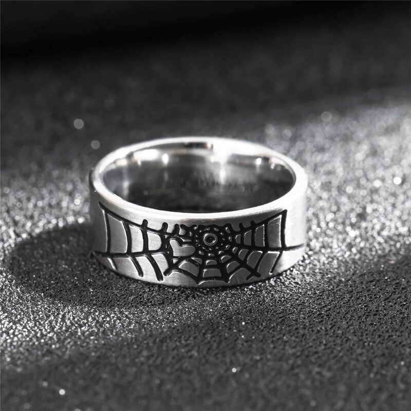 Simple Titanium Steel Spider Web Ring For Women Men Silver Color Finger Rings Fine Jewelry Accessories
