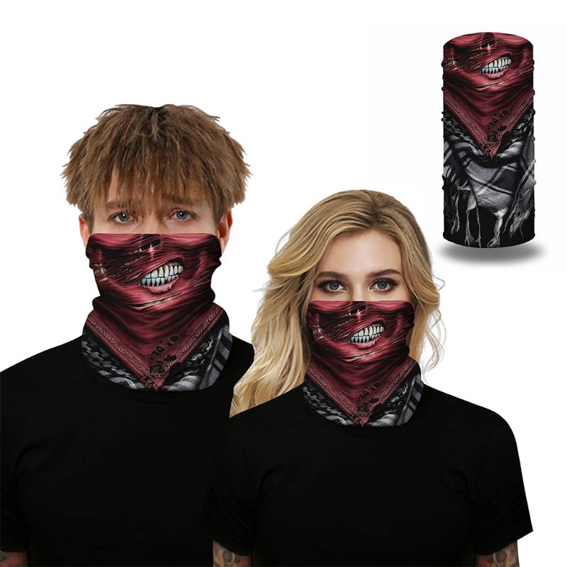 Unisex Multifunctional Bandana Magic Scarf Ripped Butterflies Skull Neck Gaiter Headband Motorcycle 3D Digital Face Mask