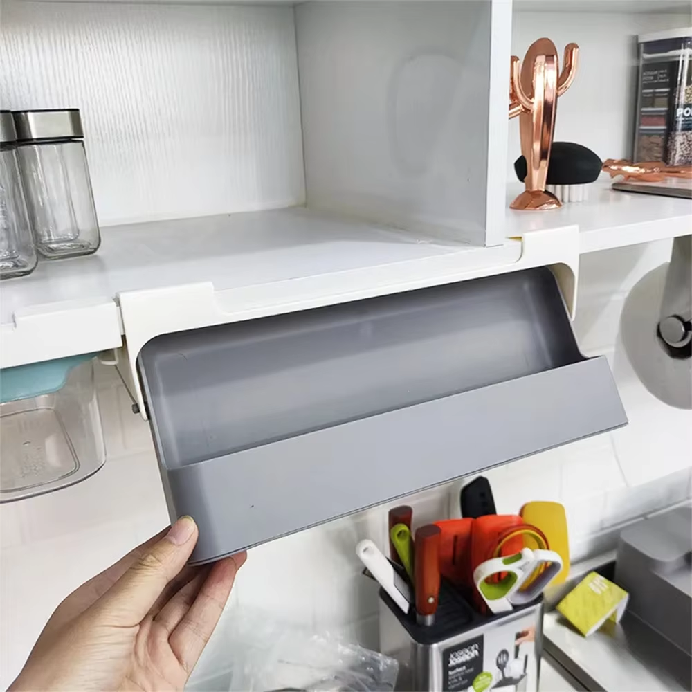 Kitchen Seasoning Bottle Storage Rack Spice Rack Self-adhesive Wall-mounted Under-Shelf Spice Organizer Kitchen Storage Rack