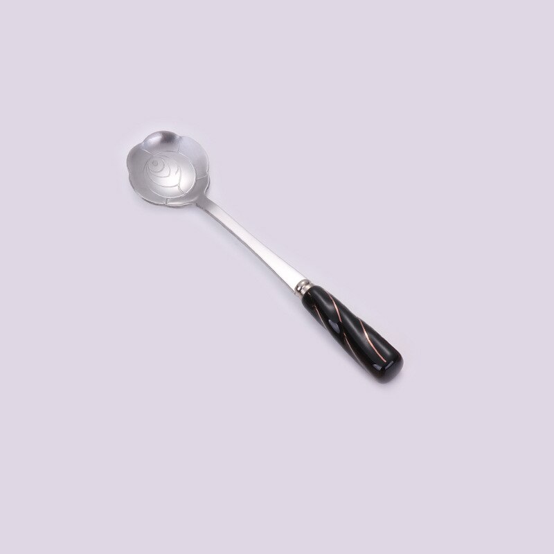 Ceramic Handle Tea Coffee Mixing Spoon Flowers Spoon Dessert Stainless Steel Teaspoons Drink Tableware: Sliver Black Rose