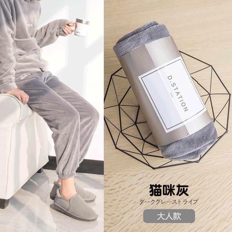 Pantalones de pijama de franela para mujer, ropa de dormir de invierno, informal, suave, para uso diario, gruesa, de terciopelo, largos, sueltos y cálidos