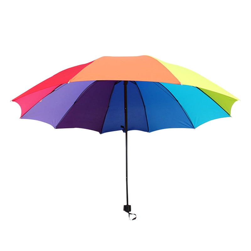 10 kleuren Vrouwen parasol Regenboog Paraplu Grote Drie vouwen Kleurrijke Paraplu Vrouwelijke Zonnige En Regenachtige Paraplu