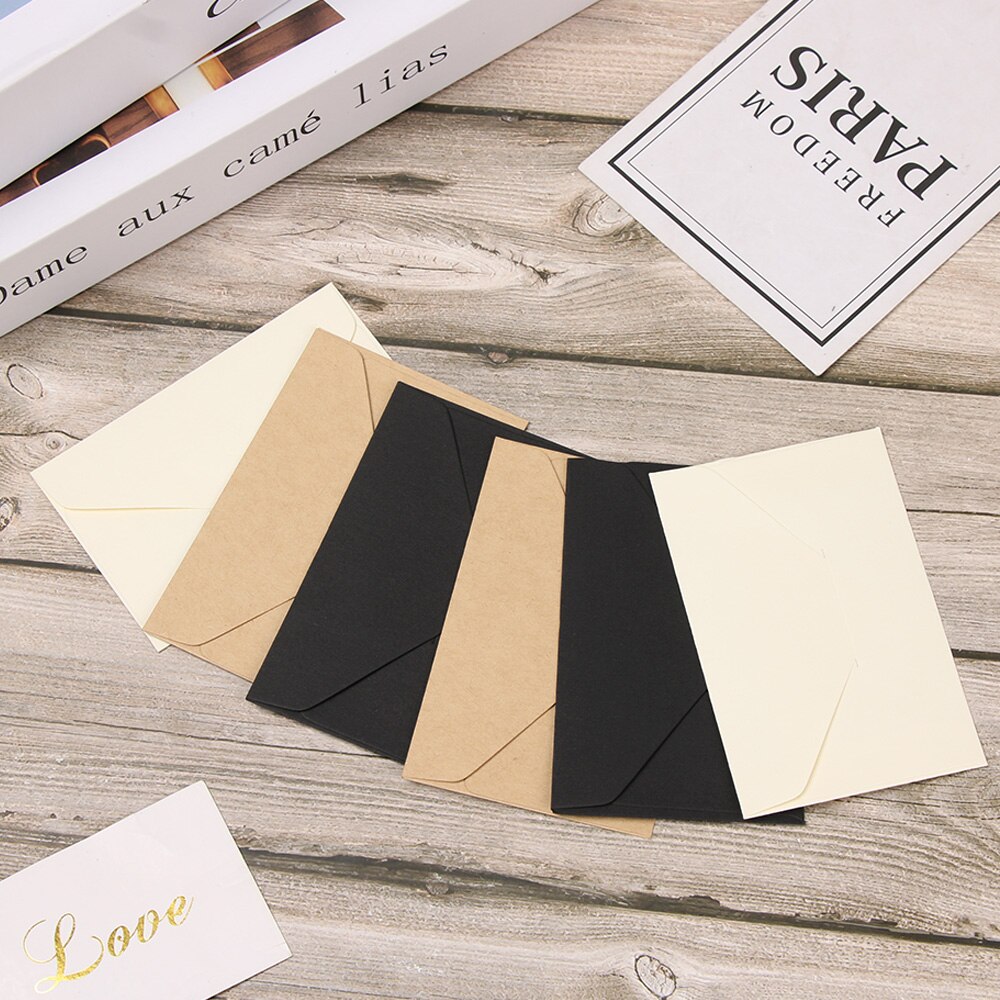 20 stk/sæt mini serie hvid sort kraft blank papir vindue kuverter bryllup brev invitation konvolut kontorartikler