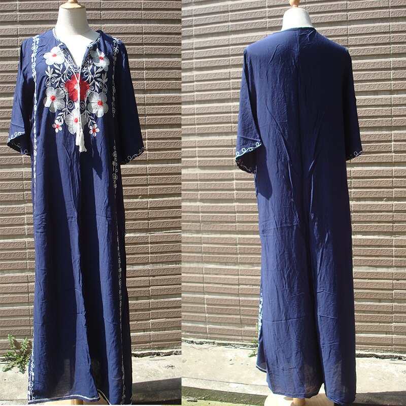 Embroider Cotton Beach Dress Women Cover ups Swimwear Pareo Beach Vestidos de Playa Bathing suit cover ups Tunic